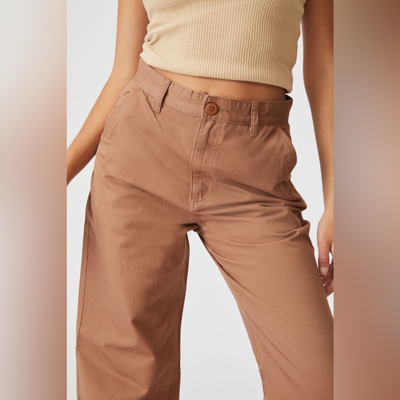 Cotton On Parker Long Straight Pant Cocoa Bean Brown Soft Slacks NWT - Picture 3 of 9